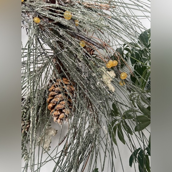 Home Large winter Scandinavian style Long faux Pine needle Wreath pine cones - Picture 11 of 16